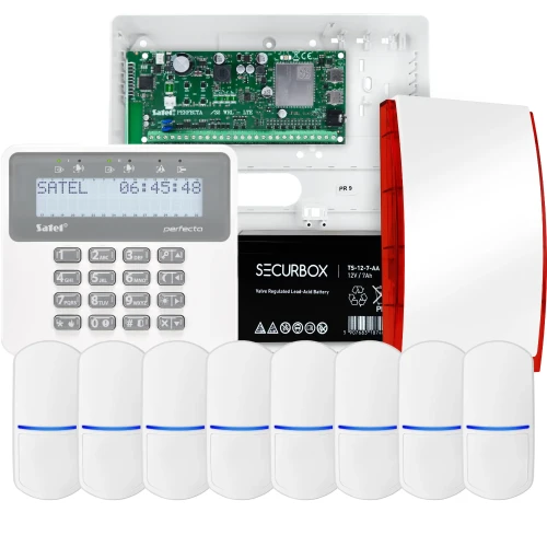 Kit di allarme SATEL PERFECTA 32-WRL LTE, 8x sensore PET, sirena, tastiera