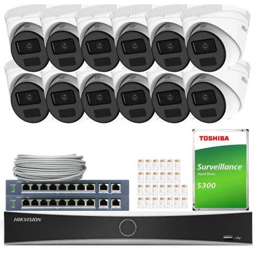 Set di videosorveglianza 12x IPCAM-T4-P Full HD, PoE, IR 20m, H.265+ HiLook Hikvision
