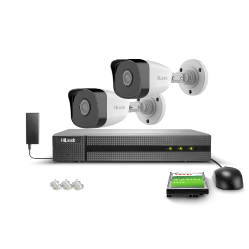 Kit di monitoraggio 2x IPCAM-B2 Full HD, PoE, IR 30m, H.265+, IP67 Hilook Hikvision
