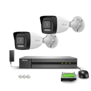 Kit di monitoraggio 2x IPCAM-B2-30DL Full HD, PoE, Hybrid Light 20/30m MD 2.0 Hilook Hikvision