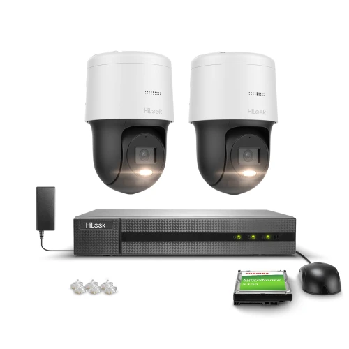 Kit di monitoraggio 2x Telecamera PTZ girevole PTZ-N4MP, 4Mpx, PoE, H.265+ Hilook Hikvision