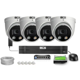 Set di videosorveglianza 4x BCS-L-EIP16FCR3L3-Ai1, 6Mpx, IR 30m, NightColor, WDR 120dB