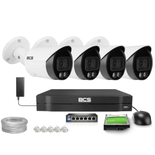 Set di videosorveglianza 4x BCS-L-TIP15FCR3L3-AI1 5Mpx, 2.8 mm, 0.007Lux BCS