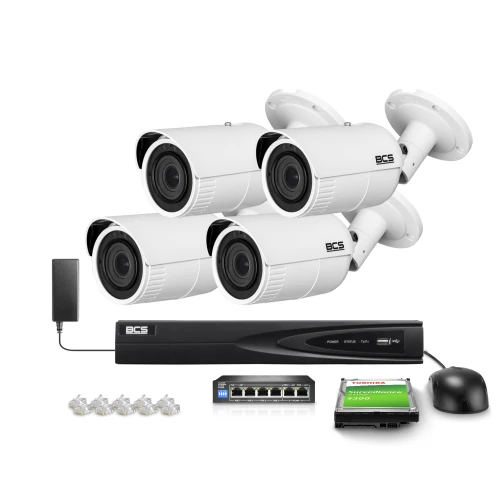 Offerta di monitoraggio 8 su 4x telecamera 5 MPx BCS-V-TIP45VSR5 IR 50m, Motozoom, Starlight