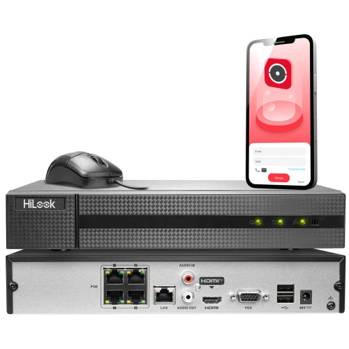 Kit di monitoraggio 4x IPCAM-T2, NVR-4CH-4MP/4P HiLook di Hikvision