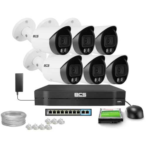 Kit di videosorveglianza 6x BCS-L-TIP15FCR3L3-AI1 5Mpx, 2,8 mm, 0,007Lux