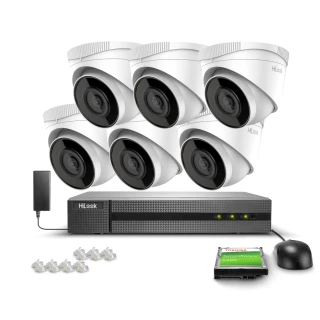 Kit di monitoraggio 6x IPCAM-T2, Full HD, IR 30m, PoE, H.265+ Hilook Hikvision