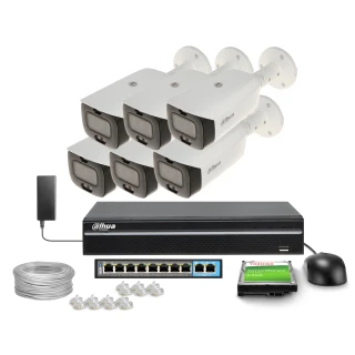 Set per il monitoraggio IP DAHUA WizSense TiOC 6x telecamera IPC-HFW3849T1-AS-PV-0280B-S3, Registratore NVR2108-S3