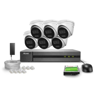 Kit di monitoraggio 6x IPCAM-T4-30DL 4MPx Dual-Light 30m HiLook di Hikvision