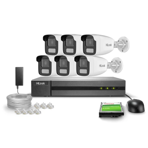 Kit di monitoraggio 6x IPCAM-B2-50DL FullHD Dual-Light 50m HiLook di Hikvision