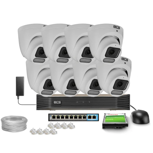 Zestaw do monitoringu 8x BCS-P-EIP28FCL3-Ai1 8 Mpx, WhiteLight, WDR120dB, NightColor