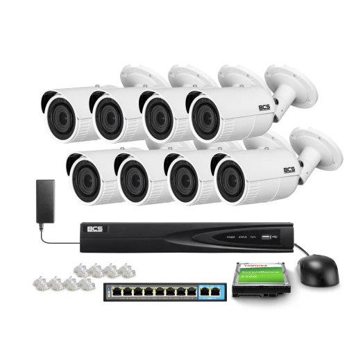 Offerta di monitoraggio 8x telecamera 5 MPx BCS-V-TIP45VSR5 IR 50m, Motozoom, Starlight