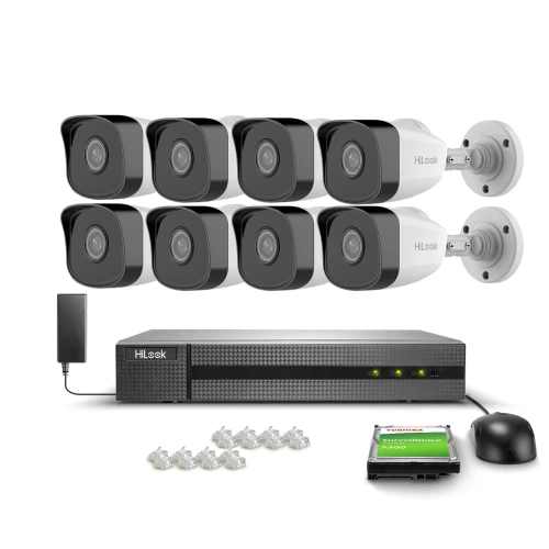 Kit di monitoraggio 8x IPCAM-B2 Full HD, PoE, IR 30m, H.265+, IP67 Hilook Hikvision