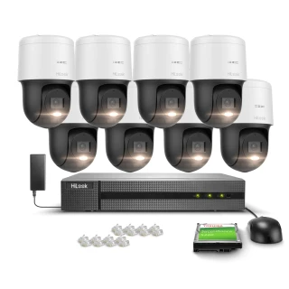 Kit di monitoraggio 8x Telecamera PTZ-N4MP rotante, 4Mpx, PoE, H.265+ Hilook Hikvision