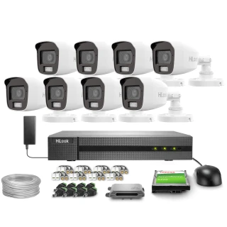 Kit di monitoraggio 8x TVICAM-B2M-20DL FullHD Dual-Light 20m HiLook di Hikvision