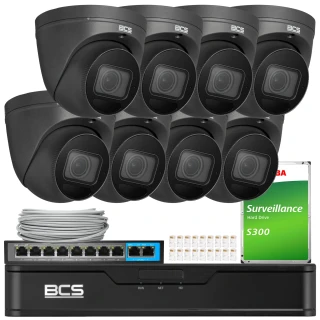 Set di videosorveglianza BCS Point 8x BCS-P-EIP54VSR4-Ai2-G 4Mpx, SkyLight, IR 40m, microfono