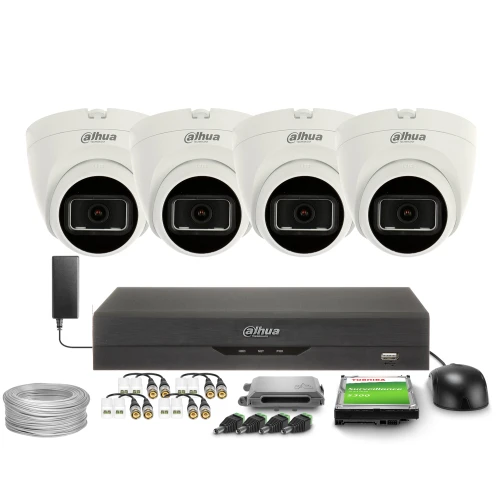 Kit di monitoraggio 4 in 1 4x HAC-HDW1200TRQ-0280B-S6 2Mpx, IR25m, DWDR, Dahua