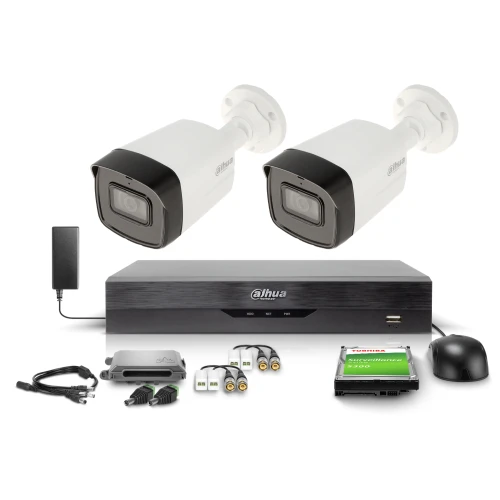 Monitoraggio set DAHUA 2x HAC-HFW1509TLM-A-LED-0360B-S2, Registratore a 4 canali XVR5104HS-4KL-I3