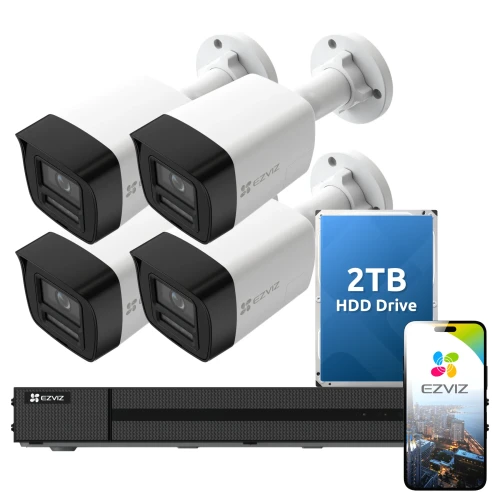 Kit di sorveglianza EZVIZ 4x telecamera PoE 8Mpx, registratore, disco 2TB