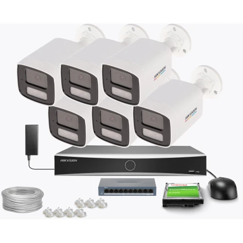 Zestaw do monitoringu Hikvision 6x DS-2CD1067G2H-LIUF/SL, aktywne odstraszanie, 2.8mm, 6Mpx, IR+LED 30m, WDR 120dB
