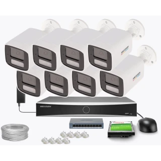 Zestaw do monitoringu Hikvision 8x DS-2CD1047G3H-LIUF/SL, aktywne odstraszanie, 2.8mm, 4Mpx, IR+LED 30m, WDR 120dB