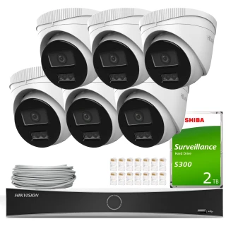 Set di videosorveglianza HiLook Hikvision 6x IPCAM-T8-30DL 4K Smart Hybrid Light 30m, Rilevamento
