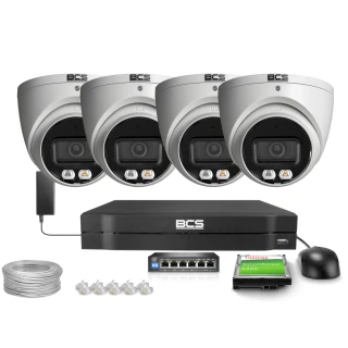 Kit di videosorveglianza IP 4x BCS-L-EIP18FCR3L3-AI1 8Mpx, NightColor, WDR 120dB, IR 30m
