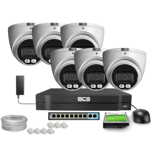 Kit di videosorveglianza IP 6x BCS-L-EIP18FCR3L3-AI1 8Mpx, NightColor, WDR 120dB, IR 30m
