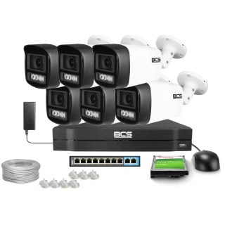 Set di videosorveglianza IP BCS Line 6x BCS-L-TIP14FCL5-Ai1, 4Mpx, NightColor 2.0, WhiteLight