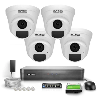 Kit di sorveglianza 4x Telecamera BCS-B-EIP12FR3(2.0) Full HD IR 30m Audio PoE Disco 1TB