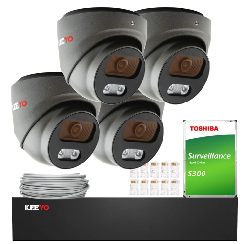 Set di videosorveglianza IP KEEYO 4x LV-V-IP8M25DF-G-II 8Mpx IR 25m