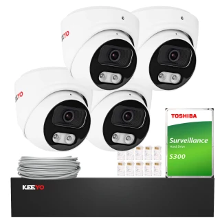 Set di monitoraggio KEEYO 4x LV-V-IP5M25DF-DL 5Mpx, illuminazione ibrida IR/LED
