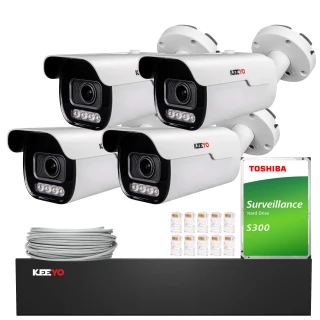 Set di videosorveglianza KEEYO 4x LV-V-IP8M5AF-DL 8Mpx, motozoom