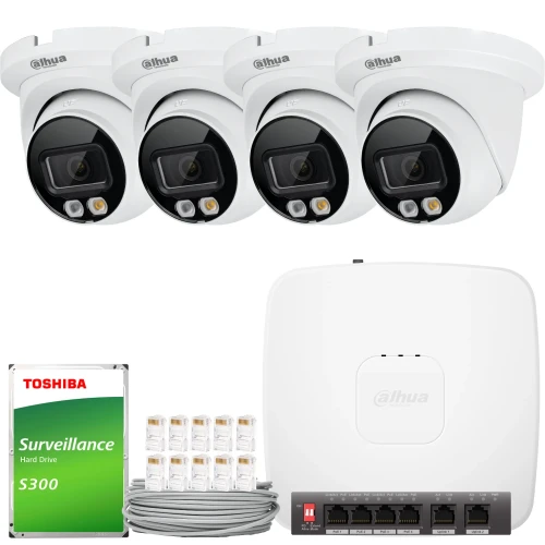 Set IP Dahua 4x IPC-HDW2649TM-S-IL-0280B, AI, Smart Dual Light, Color Full