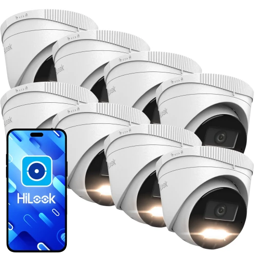 Set di telecamere dome IP HiLook by Hikvision 8x IPCAM-T4-30DL 4Mpx Dual-Light 30m