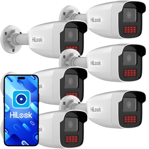 Set di telecamere tubolari IP HiLook by Hikvision 6x IPCAM-B4-50IR, IR 50m, 4Mpx