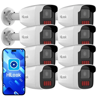 Set di telecamere bullet IP HiLook by Hikvision 8x PCAM-B4-50IR, IR 50m, 4Mpx