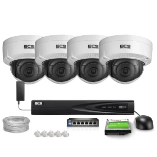 Kit di monitoraggio 4x telecamera BCS-V-DIP14FWR3 4MPx IR 30m Antivandalo