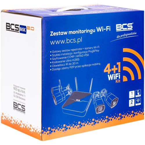 Kit di monitoraggio Wi-Fi BCS-B-KITW(2.0) Full HD IR 30m, audio