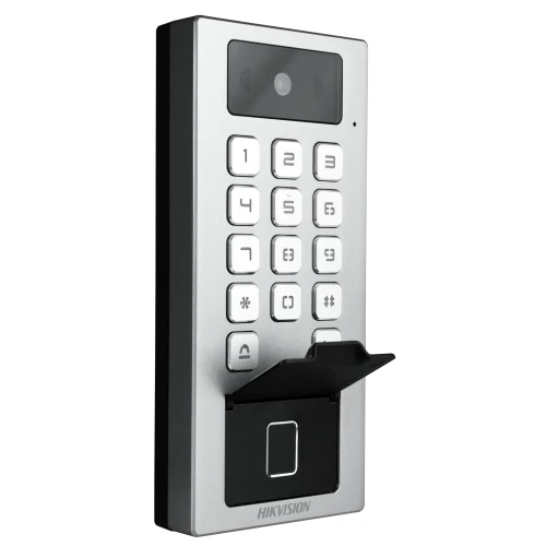 Set videocitofonico Hikvision DS-K1T502DBFWX-C, monitor, 5 portachiavi, impronta digitale